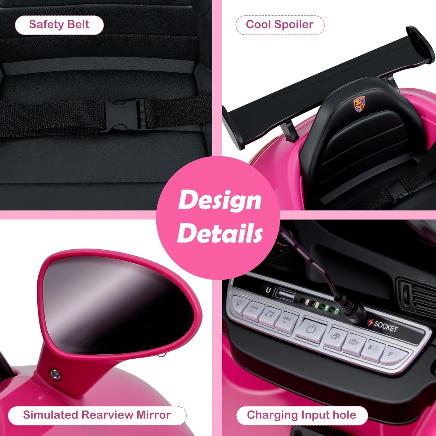 INFANS Licensed Porsche Ride on Car 12V Kids Electric Vehicle with Remote Control