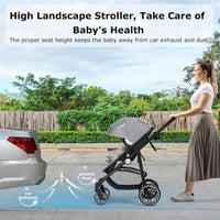 INFANS 2 in 1 Baby Stroller, High Landscape Infant Stroller & Reversible Bassinet Pram, Foldable Pushchair with Adjustable Canopy