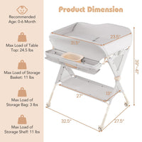 INFANS Baby Changing Table with Wheels, Portable Folding Diaper Station Nursery Organizer with Safety Belt