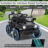 INFANS 12V Ride On Truck, Battery Powered Electric Vehicle for Kids with Remote Control, Foldable Reflective Mirror, Spring Suspension, Music, LED Lights, Ride on Toy for 3+ Boys Girls