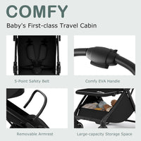 INFANS Ultra-Compact Fold Airplane Ready Travel Stroller, One-Hand Gravity Fold Near Flat Recline Seat
