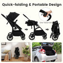 INFANS 2 in 1 Baby Stroller, Convertible Stroller with Reversible Seat Adjustable Backrest Canopy One Hand Fold