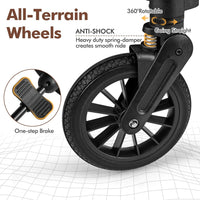 INFANS Wagon Stroller for 2 Kids, Collapsible Adjustable Push Pull Handle Bar, 2 Seater Stroller Wagon