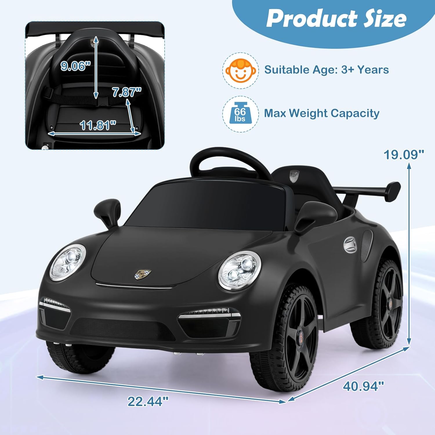 INFANS Licensed Porsche Ride on Car 12V Kids Electric Vehicle with Remote Control