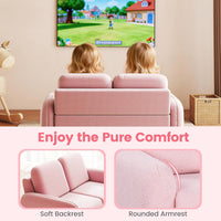 INFANS Kids Sofa, 2 Seat Soft Thick Upholstered Couch with Plush Fabric Solid Wooden Frame, Armrest Chair Lounge for Playroom Kids Boys Girls