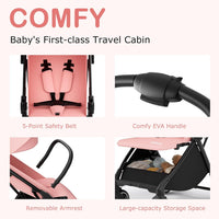 INFANS Ultra-Compact Fold Airplane Ready Travel Stroller, One-Hand Gravity Fold Near Flat Recline Seat