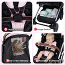 INFANS Lightweight Travel Stroller, Compact Airplane Baby Stroller with One-Hand Fold, Recline, Canopy, Suspension & Storage