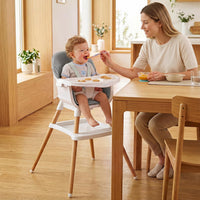 INFANS Wooden 8 in 1 Baby High Chair, Convertible to Booster Seat Counter Stool