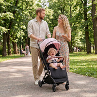 INFANS Lightweight Travel Stroller, Compact Airplane Baby Stroller with One-Hand Fold, Recline, Canopy, Suspension & Storage