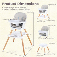 INFANS Wooden 8 in 1 Baby High Chair, Convertible to Booster Seat Counter Stool