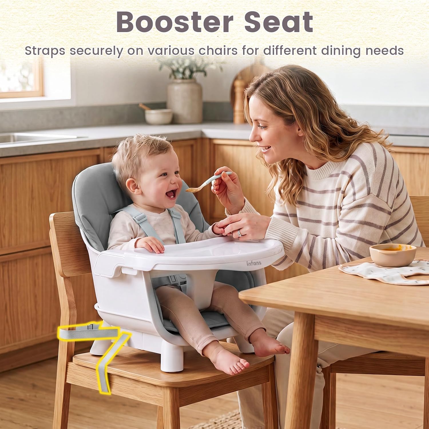 INFANS Wooden 8 in 1 Baby High Chair, Convertible to Booster Seat Counter Stool