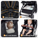 INFANS Lightweight Travel Stroller, Compact Airplane Baby Stroller with One-Hand Fold, Recline, Canopy, Suspension & Storage