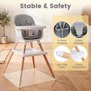 INFANS Wooden 8 in 1 Baby High Chair, Convertible to Booster Seat Counter Stool