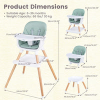 INFANS Wooden 8 in 1 Baby High Chair, Convertible to Booster Seat Counter Stool