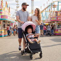 INFANS Lightweight Travel Stroller, Compact Airplane Baby Stroller with One-Hand Fold, Recline, Canopy, Suspension & Storage