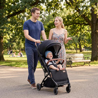 INFANS Lightweight Travel Stroller, Compact Airplane Baby Stroller with One-Hand Fold, Recline, Canopy, Suspension & Storage