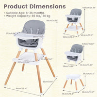 INFANS Wooden 8 in 1 Baby High Chair, Convertible to Booster Seat Counter Stool