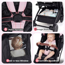 INFANS Lightweight Travel Stroller, Compact Airplane Baby Stroller with One-Hand Fold, Recline, Canopy, Suspension & Storage