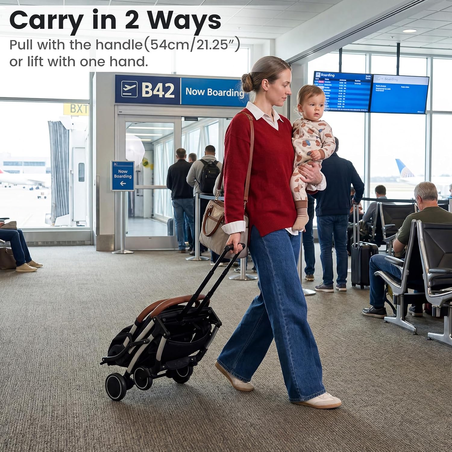 INFANS Lightweight Travel Stroller, Compact Airplane Baby Stroller with One-Hand Fold, Recline, Canopy, Suspension & Storage