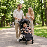 INFANS Lightweight Travel Stroller, Compact Airplane Baby Stroller with One-Hand Fold, Recline, Canopy, Suspension & Storage