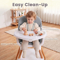 INFANS Wooden 8 in 1 Baby High Chair, Convertible to Booster Seat Counter Stool