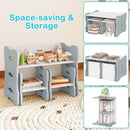 INFANS Kids Table and Chair Set, Toddler 3-Piece Activity Table with 2 Chairs for Building Block Drawing Reading Eating Art Crafts, Children Montessori Furniture for Playroom Kindergarten