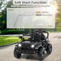 INFANS 12V Ride On Truck, Battery Powered Electric Vehicle for Kids with Remote Control, Foldable Reflective Mirror, Spring Suspension, Music, LED Lights, Ride on Toy for 3+ Boys Girls