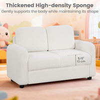 INFANS Kids Sofa, 2 Seat Soft Thick Upholstered Couch with Plush Fabric Solid Wooden Frame, Armrest Chair Lounge for Playroom Kids Boys Girls