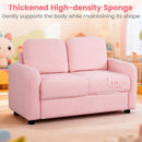 INFANS Kids Sofa, 2 Seat Soft Thick Upholstered Couch with Plush Fabric Solid Wooden Frame, Armrest Chair Lounge for Playroom Kids Boys Girls