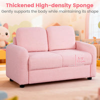 INFANS Kids Sofa, 2 Seat Soft Thick Upholstered Couch with Plush Fabric Solid Wooden Frame, Armrest Chair Lounge for Playroom Kids Boys Girls