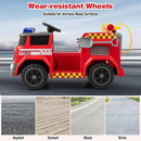INFANS 12V Ride on Fire Truck with Water Gun, Tank, Megaphone, Siren, Alarm Lamps, Shovel, Remote Control, Music, Aged 3+ Years
