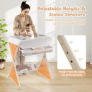 INFANS Baby Changing Table with Wheels, Portable Folding Diaper Station Nursery Organizer with Safety Belt