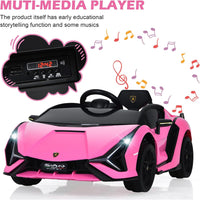 INFANS 12V Licensed Lamborghini Sian Kids Ride on Car with Parent Remote Control, Electric Toy Roadster Carbon Fiber Textured