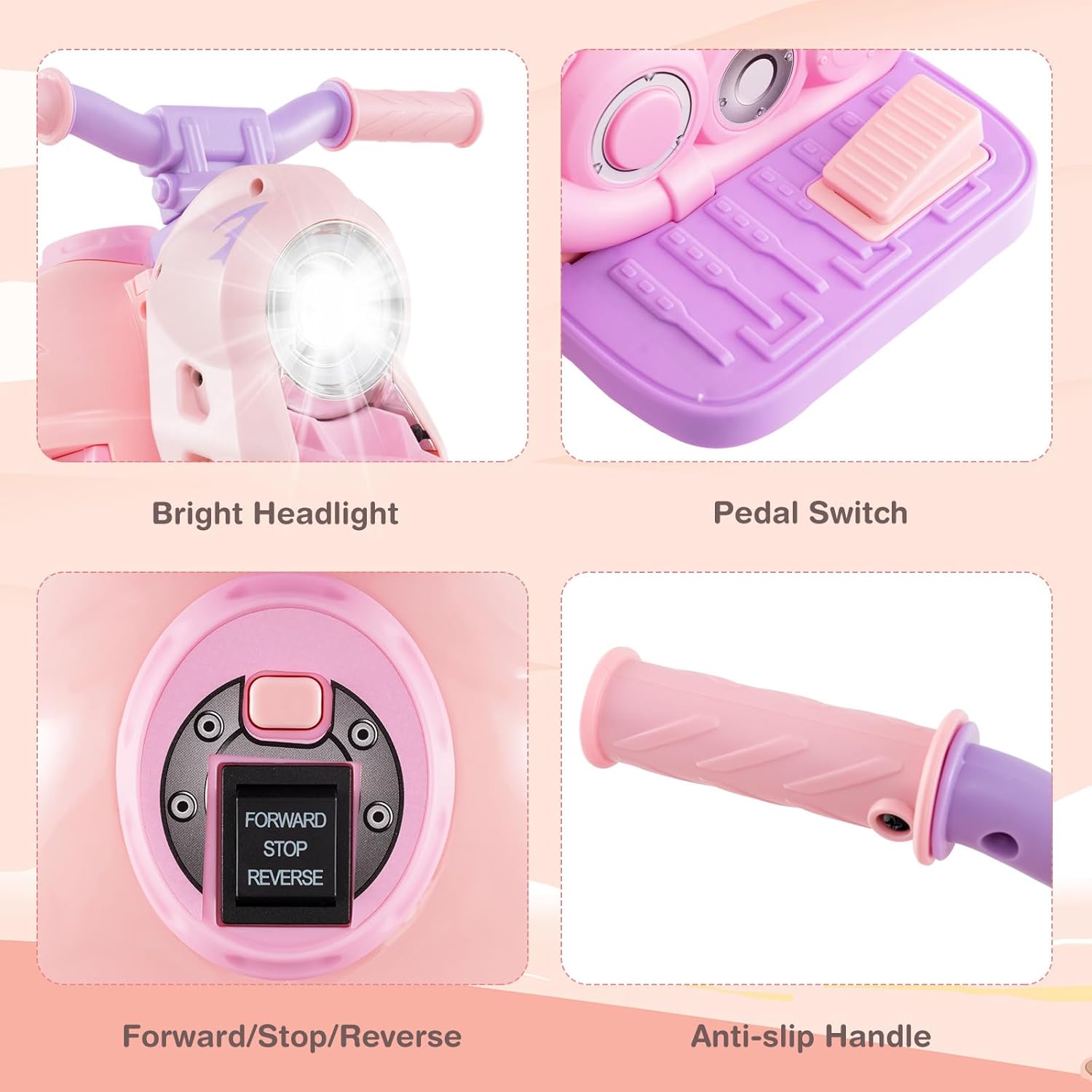 INFANS Kids Motorcycle, 6V Electric Ride on Car with Automatic Bubble Function for Children, Toddler Ages 3+