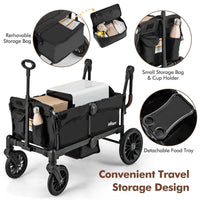 INFANS Wagon Stroller for 2 Kids, Collapsible Adjustable Push Pull Handle Bar, 2 Seater Stroller Wagon