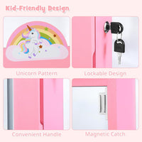 INFANS Kids Jewelry Armoire Cabinet, 360° Swivel Lockable Standing Makeup Organizer with Interior Lights, Rotatable Full-Length LED Vanity Mirror with Foldable Fabric Drawer for Girls