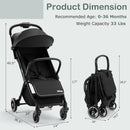 INFANS Ultra-Compact Fold Airplane Ready Travel Stroller, One-Hand Gravity Fold Near Flat Recline Seat