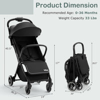 INFANS Ultra-Compact Fold Airplane Ready Travel Stroller, One-Hand Gravity Fold Near Flat Recline Seat