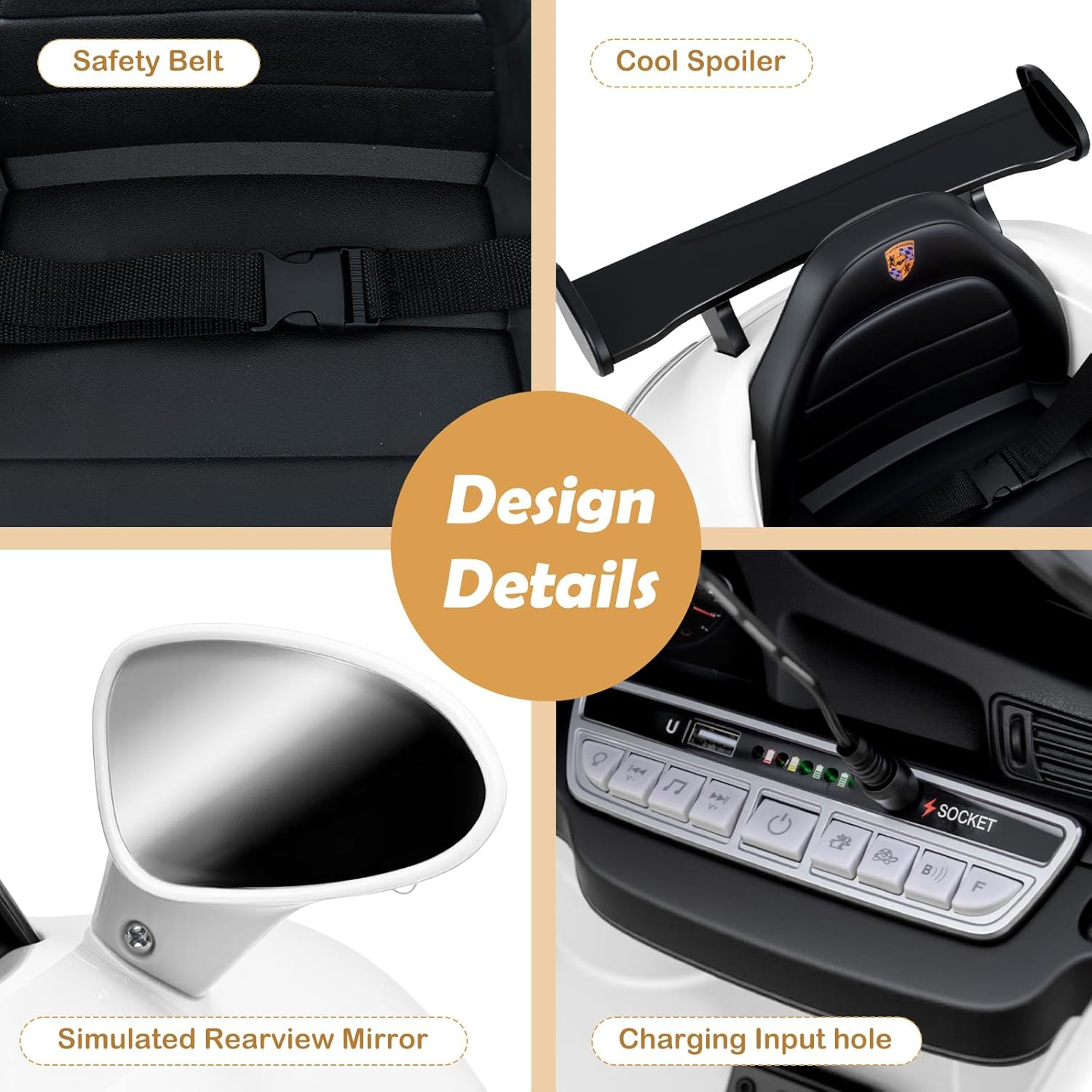 INFANS Licensed Porsche Ride on Car 12V Kids Electric Vehicle with Remote Control