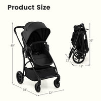 INFANS 2 in 1 Baby Stroller, Convertible Stroller with Reversible Seat Adjustable Backrest Canopy One Hand Fold