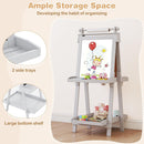 INFANS Easel for Kids, 3 in 1 Adjustable Painting Art Board, Foldable Double-Sided Wooden Drawing Chalkboard Magnetic Whiteboard with Paper Roll, Storage Rack, Cups for Boy Girls