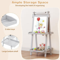 INFANS Easel for Kids, 3 in 1 Adjustable Painting Art Board, Foldable Double-Sided Wooden Drawing Chalkboard Magnetic Whiteboard with Paper Roll, Storage Rack, Cups for Boy Girls