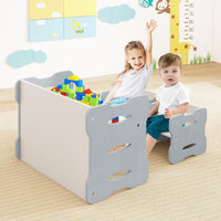 INFANS Kids Table and Chair Set, Toddler 3-Piece Activity Table with 2 Chairs for Building Block Drawing Reading Eating Art Crafts, Children Montessori Furniture for Playroom Kindergarten
