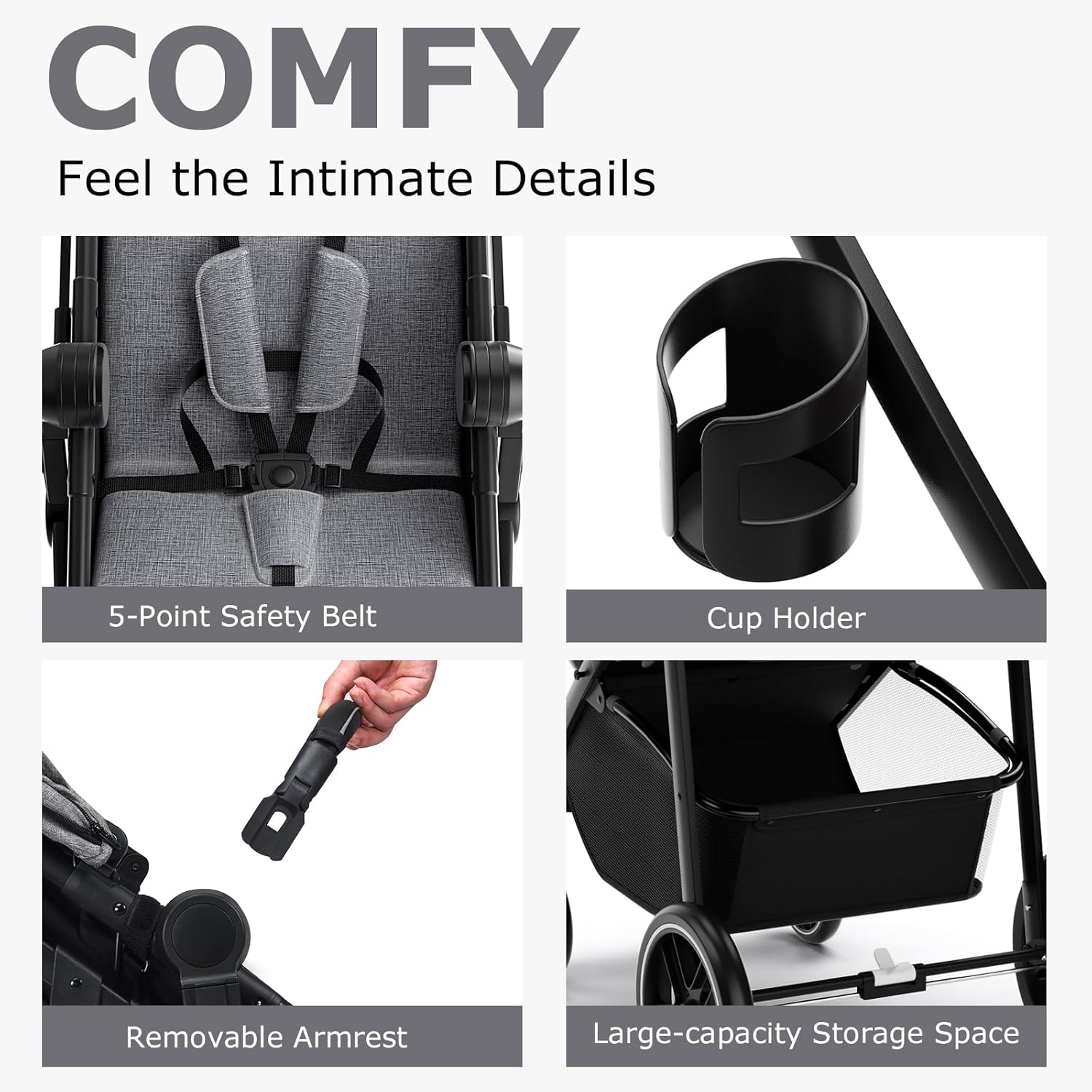 INFANS 2 in 1 Baby Stroller, High Landscape Infant Stroller & Reversible Bassinet Pram, Foldable Pushchair with Adjustable Canopy