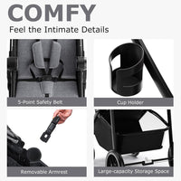 INFANS 2 in 1 Baby Stroller, High Landscape Infant Stroller & Reversible Bassinet Pram, Foldable Pushchair with Adjustable Canopy