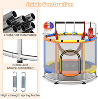 INFANS Trampoline for Kids, Indoor Outdoor Adjustable Toddler Trampoline with Safety Enclosure Net