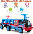 INFANS 2-Seater Kids Ride on Train Trackless, 12V Battery Powered Electric Toy with Train Whistle, Music, LED Lights, 2 Speeds, Soft Start, Gift for Toddlers Boys Girls