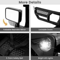 INFANS 12V Ride On Truck, Battery Powered Electric Vehicle for Kids with Remote Control, Foldable Reflective Mirror, Spring Suspension, Music, LED Lights, Ride on Toy for 3+ Boys Girls