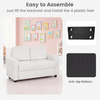 INFANS Kids Sofa, 2 Seat Soft Thick Upholstered Couch with Plush Fabric Solid Wooden Frame, Armrest Chair Lounge for Playroom Kids Boys Girls