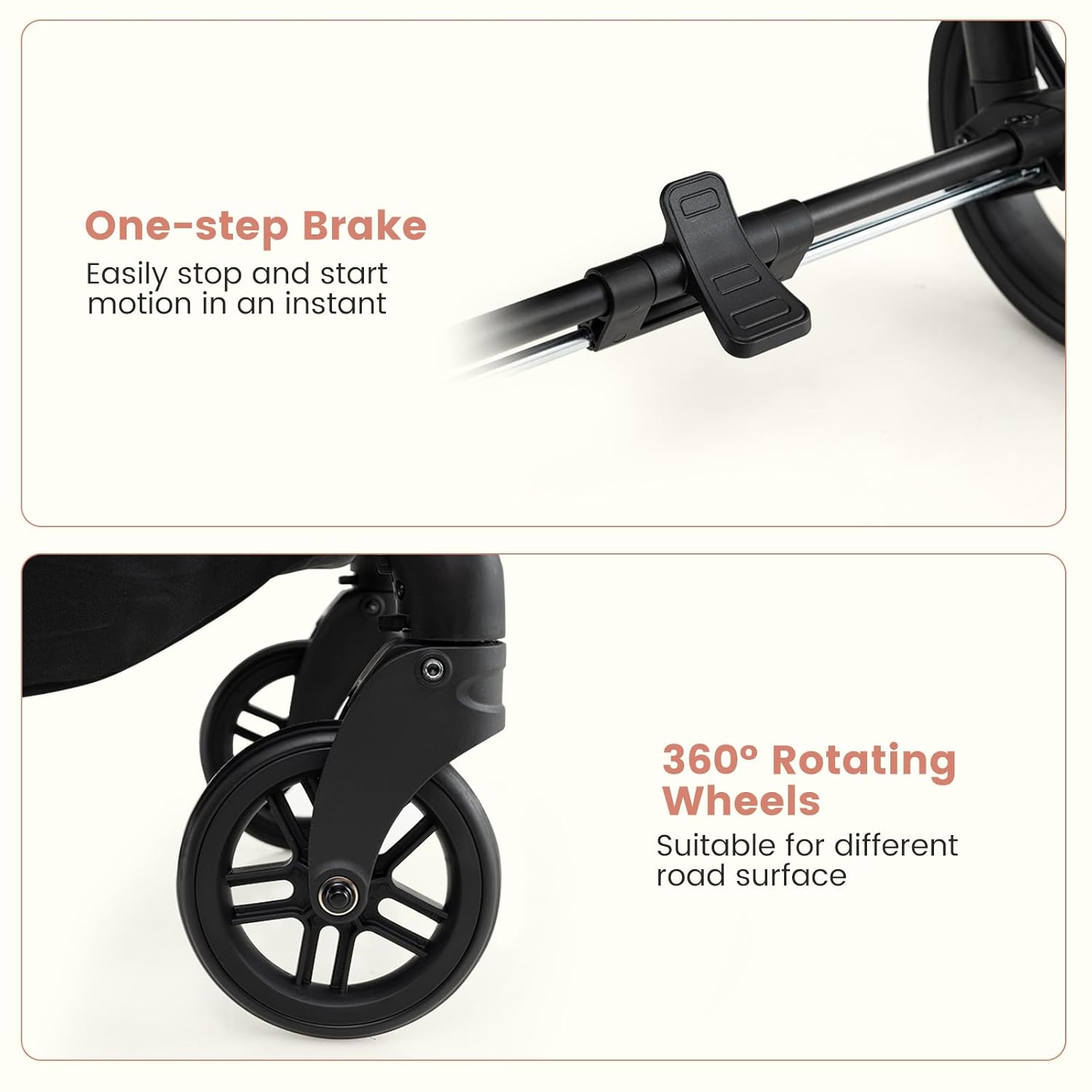 INFANS 2 in 1 Baby Stroller, Convertible Stroller with Bassinet Reversible Seat Adjustable Backrest Canopy One Hand Fold